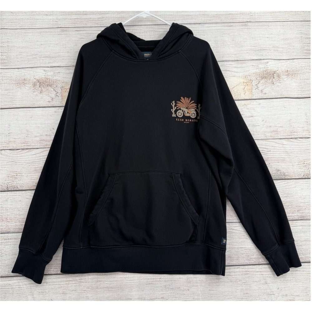 Roark Hoodie Men M Black Kesh Nomads Motorcycle Graphic Raglan Sweatshirt
